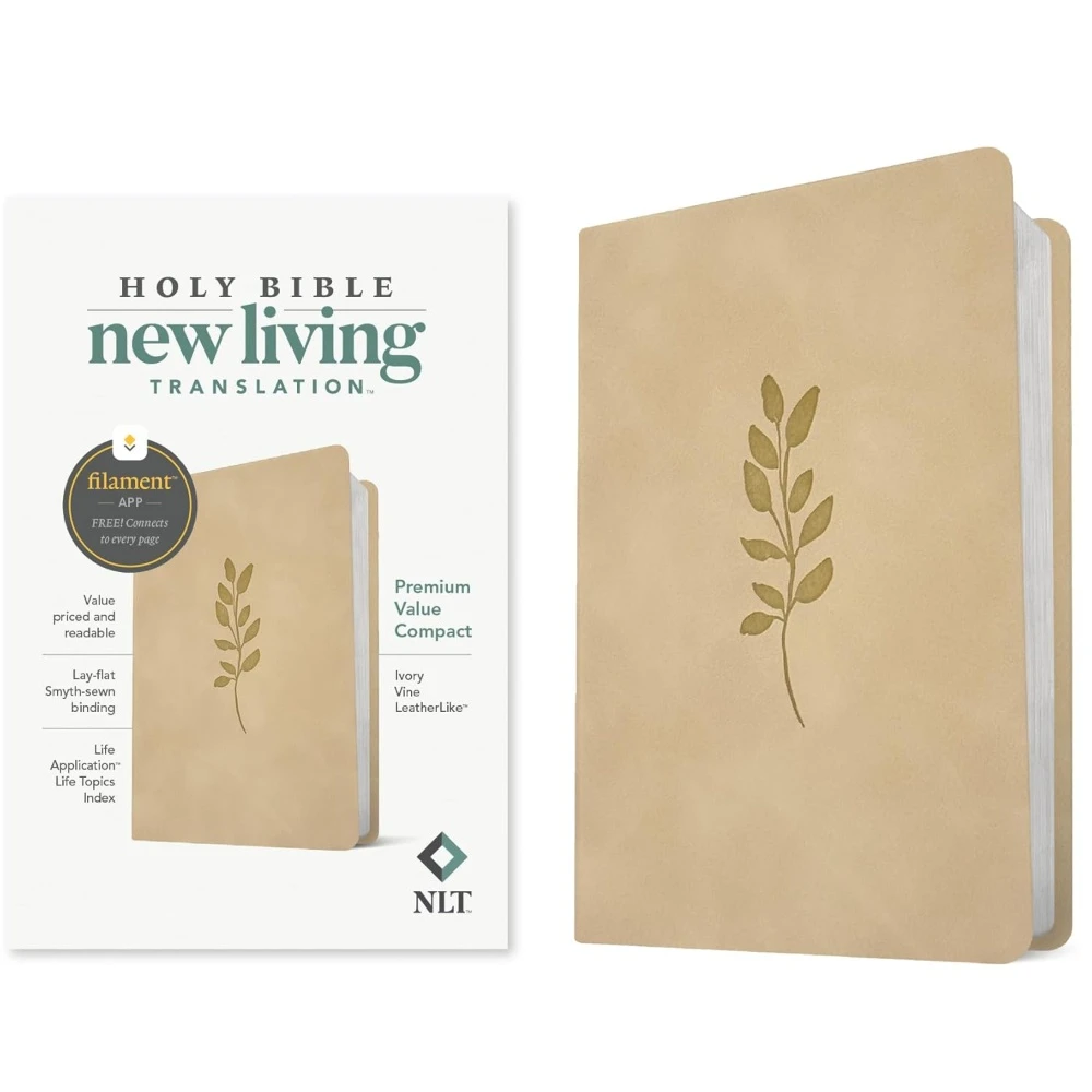 NLT Premium Value Compact Bible, Filament Enabled (Leatherlike, Ivory Vine), Case of 48