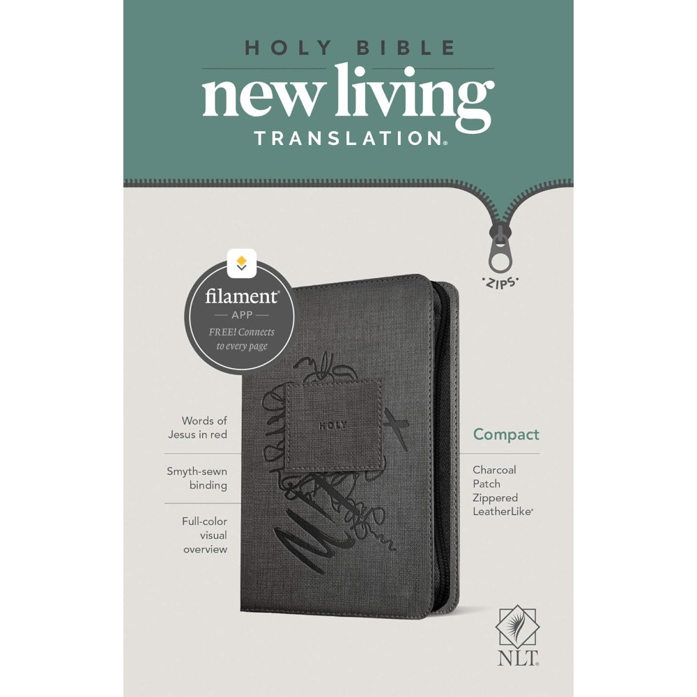 NLT Compact Zipper Bible, Filament Enabled (Leatherlike, Charcoal