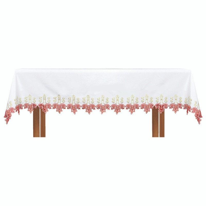 Floral IHS Altar Frontal Red