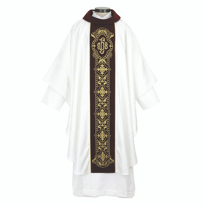 Burgundy IHS Chasuble