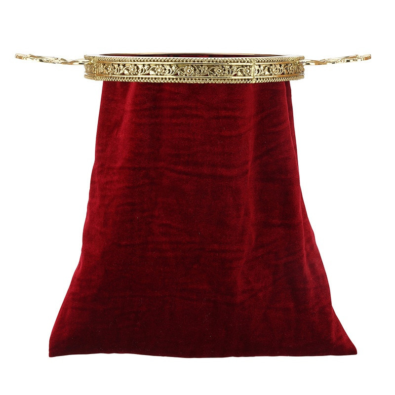 Burgundy Offering Bag With Brass Handle