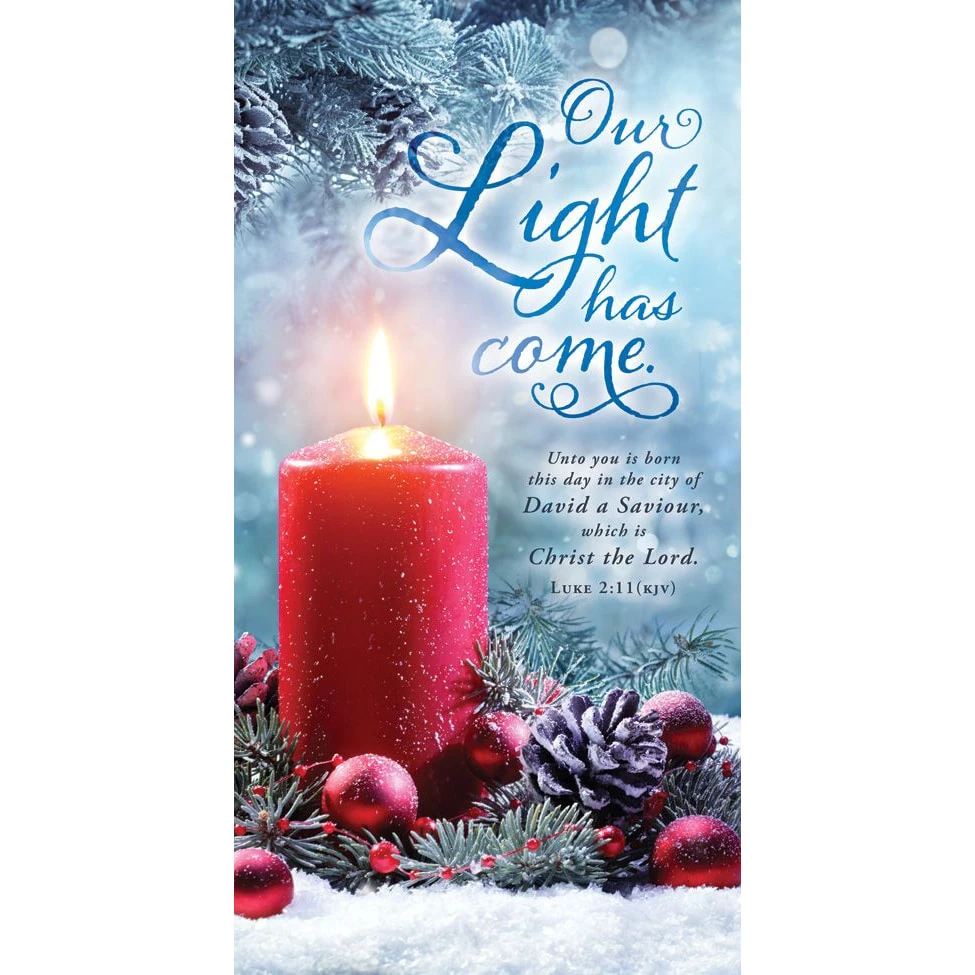 Offering Envelope 6.25" x 3.13" - Christmas - Our Light Has Come - Luke 2:11 KJV (Pack of 100)