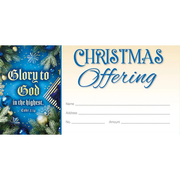 Offering Envelope 6.25" x 3.25" - Christmas - Glory to God in the highest - Luke 2:14 KJV (Pack of 100)