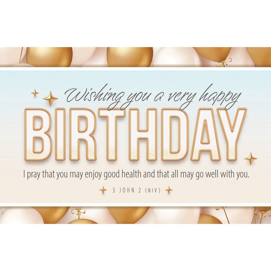 Postcards - Adults - Birthday - Wishing You a Very Happy Birthday - 3 John 2 NIV (Pack of 25)