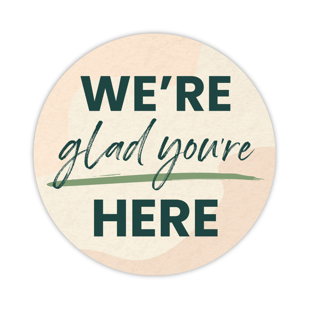 Handheld Sign Foam Boards - Welcome - Glad You're Here - 24" x 24" Circle 