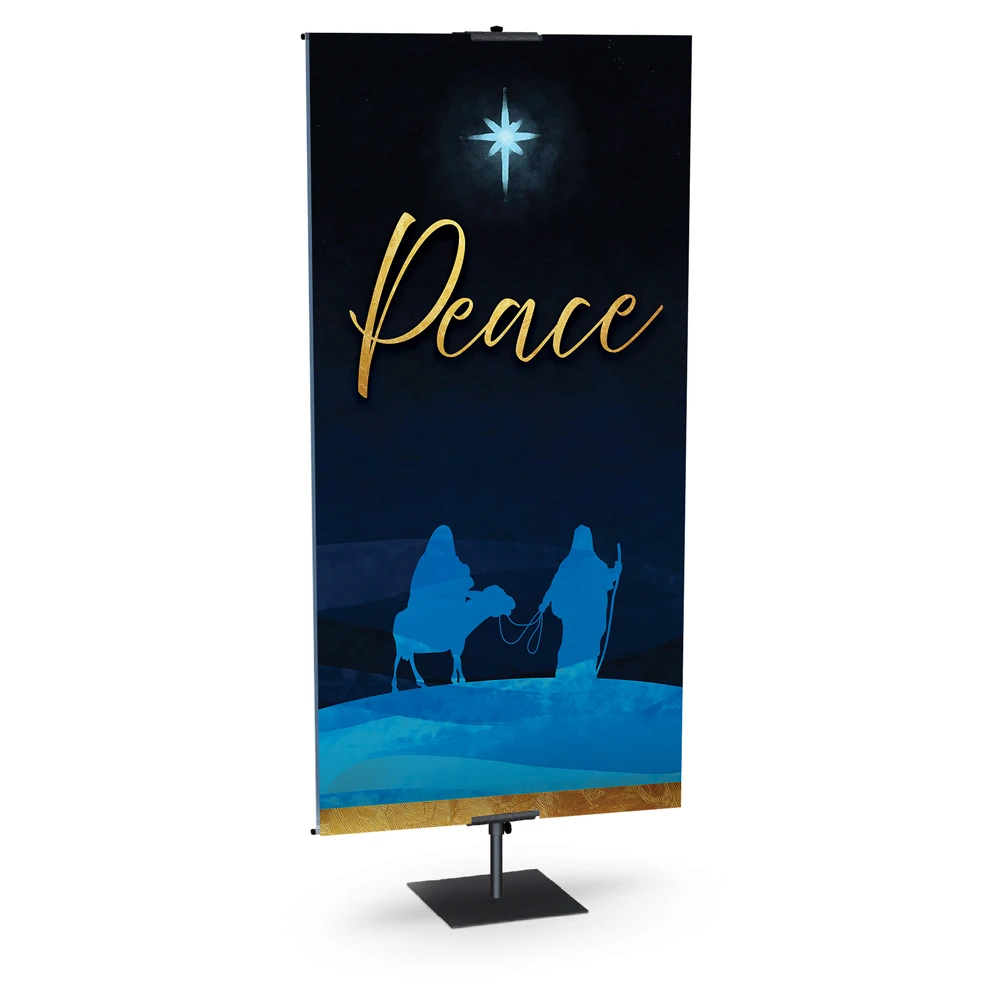 Church Banner - Nativity Star Nightscape - Peace