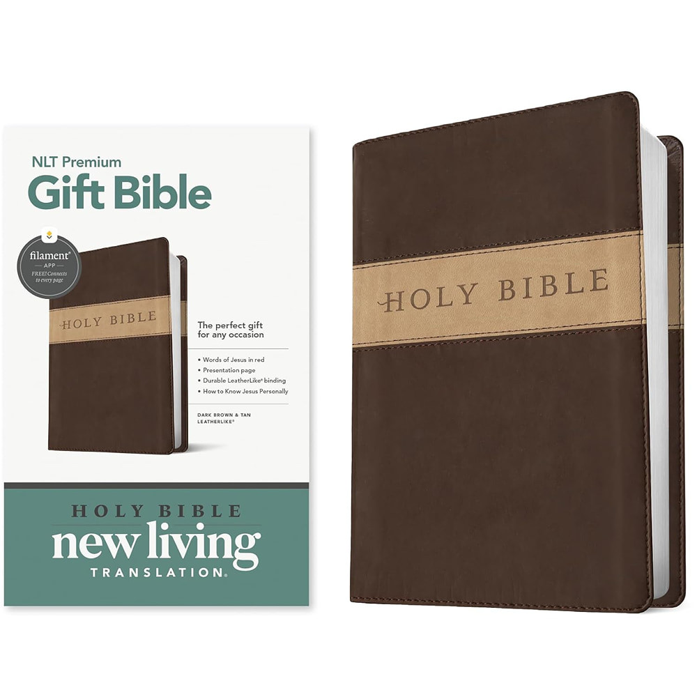 NLT Premium Gift Bible, Filament Enabled (Imitation Leather, Dark Brown/Tan TuTone) - Case of 24
