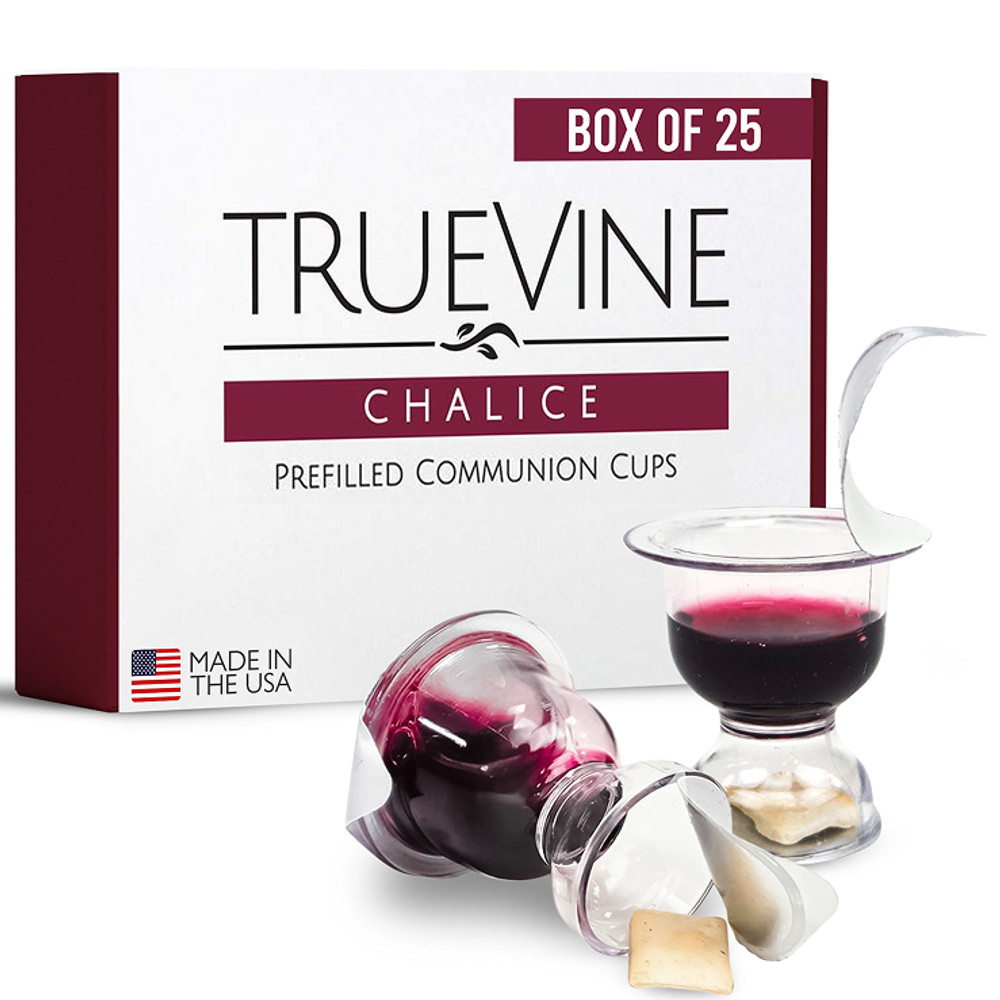 TrueVine Chalice Prefilled Communion Cups - Bread & Juice Sets (Box of 25)