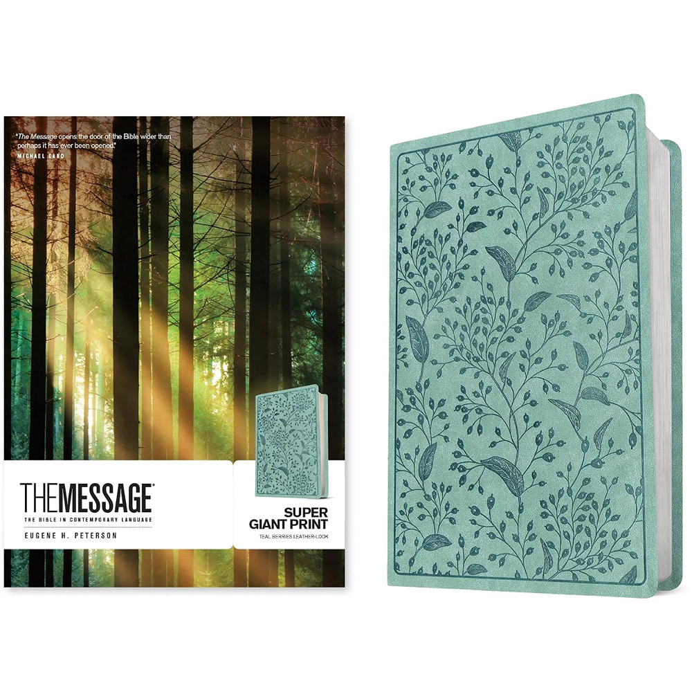 The Message Super Giant Print (Leather-Look, Teal Berries), Case of 8