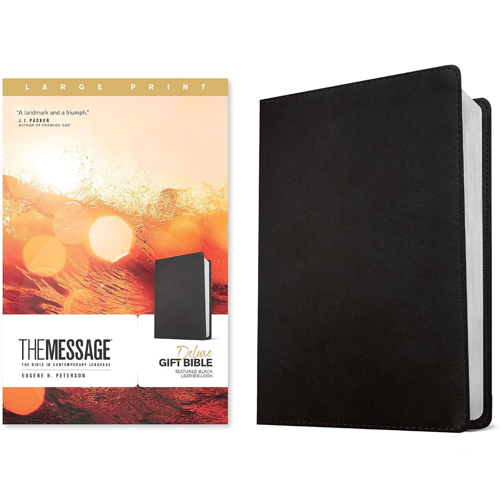 The Message Deluxe Gift Bible, Large Print (Leather-Look, Textured Black)