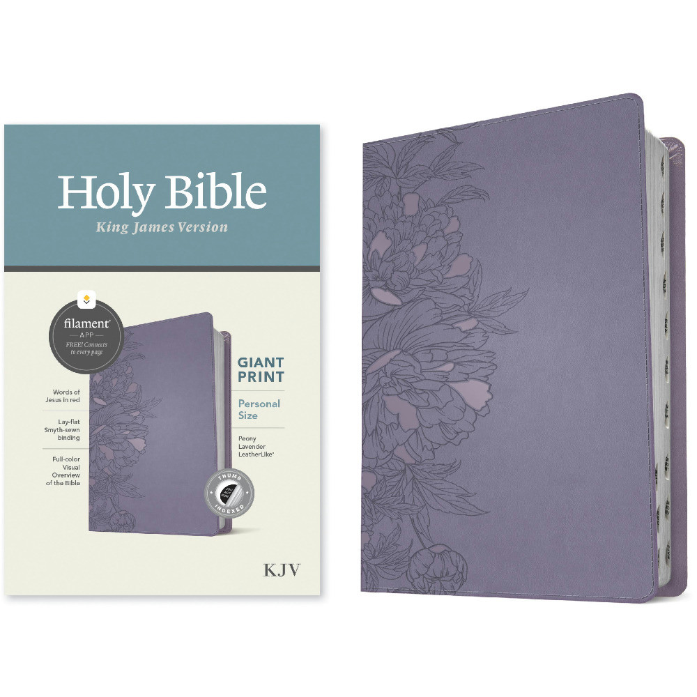 KJV Personal Size Giant Print Bible, Filament Enabled (LeatherLike, Peony Lavender, Indexed, Red Letter) - Case of 16