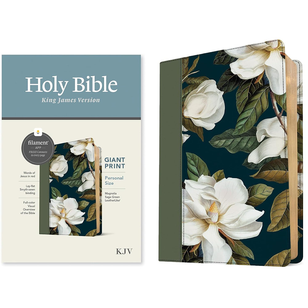 KJV Personal Size Giant Print Bible, Filament Enabled (LeatherLike, Magnolia Sage Green, Red Letter) - Case of 16