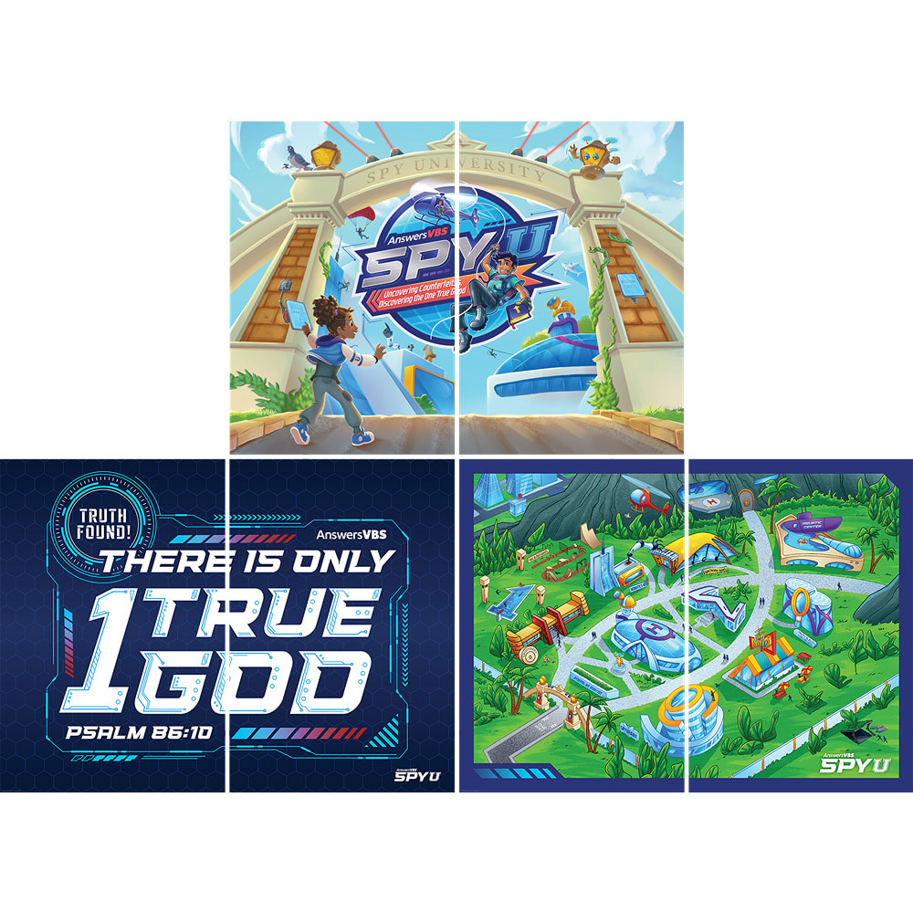 Spy U Logo, Theme Verse, Map - Scene Setter (Pack of 6 panels) - Spy U VBS 2027 by Answers