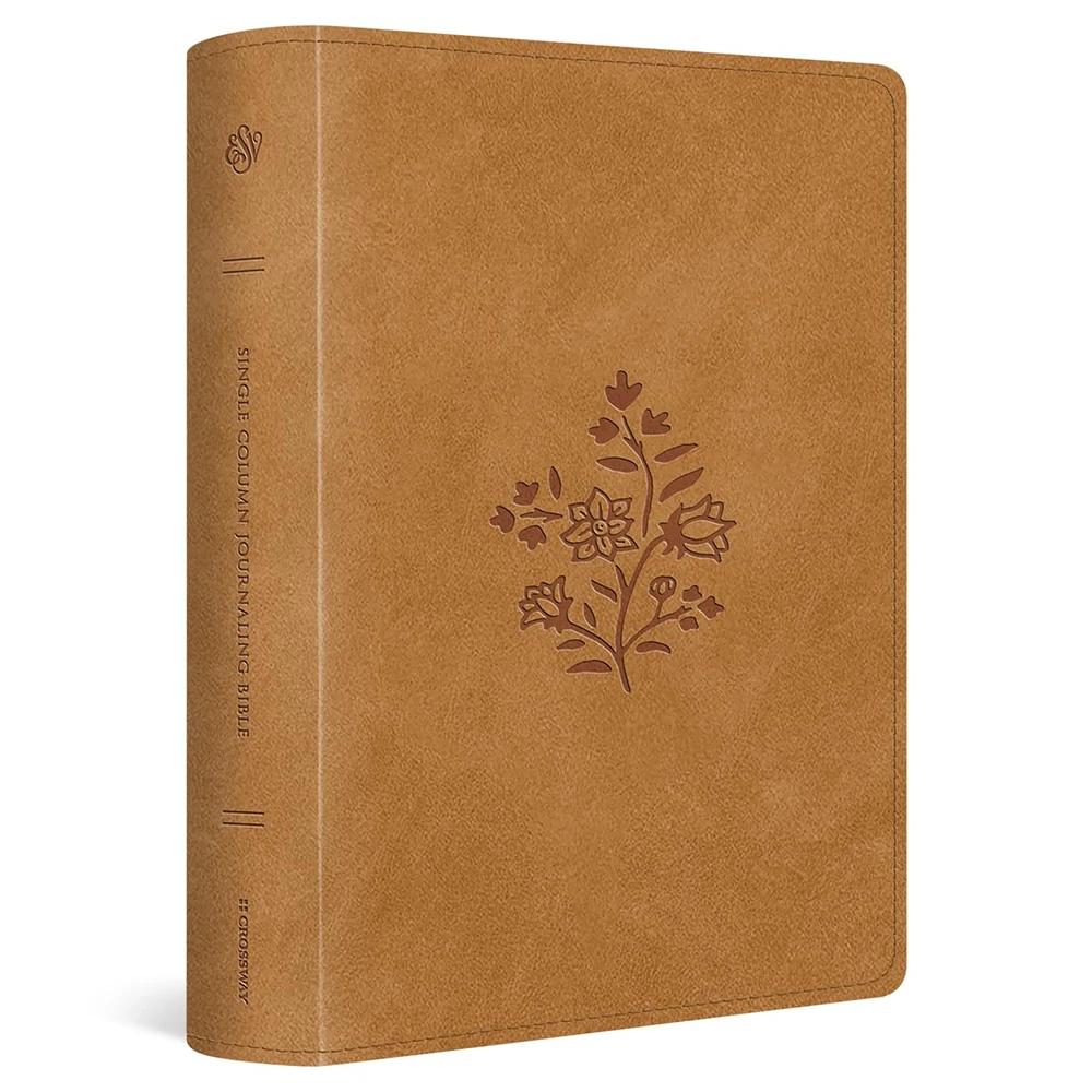 ESV Single Column Journaling Bible, Large Print, TruTone Nubuck Caramel Wildflower Design - Case of 10