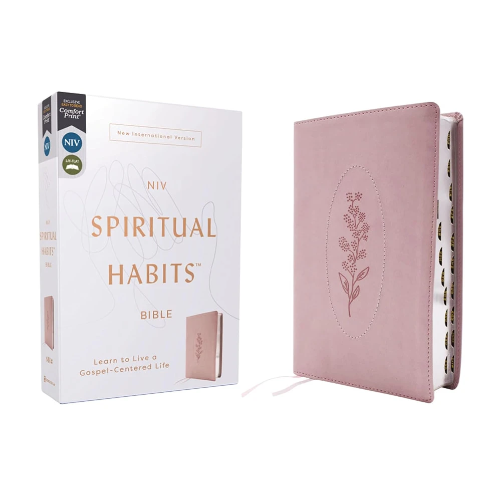 NIV Spiritual Habits Bible, Leathersoft, Pink, Red Letter, Thumb Indexed, Comfort Print - Case of 12