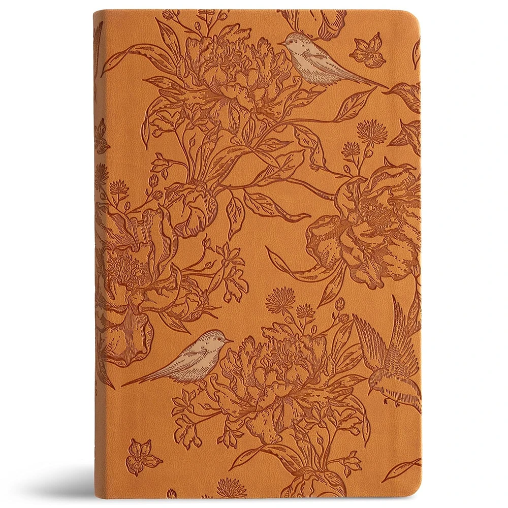 CSB Large Print Personal Size Reference Bible, Digital Study Edition, Easy-to-Read Optimal Type, Brown Floral LeatherTouch - Case of 12
