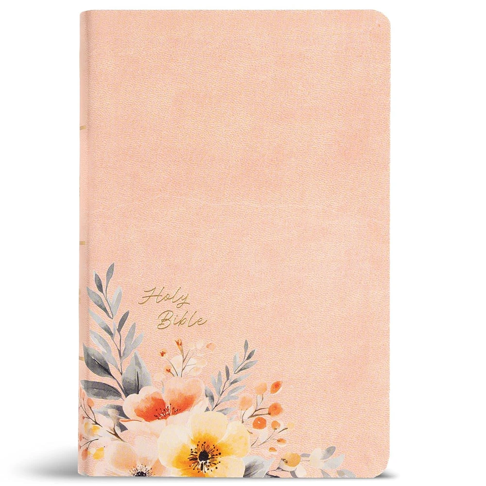 CSB Large Print Personal Size Reference Bible, Digital Study Edition, Peach Floral LeatherTouch, Indexed - Case of 12