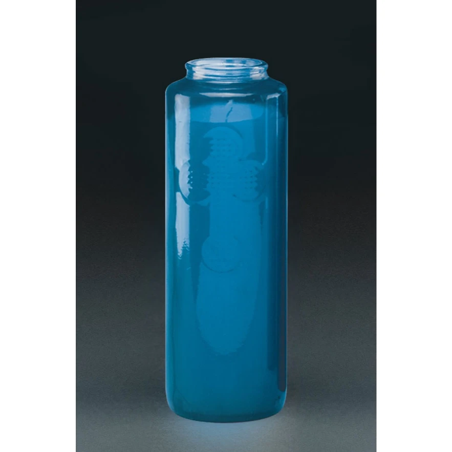 6-Day Glass Devotional Light Candles Sanctuary Candle for Lamps 8" x 3" (Blue, Bulk Case of 12) - Emkay