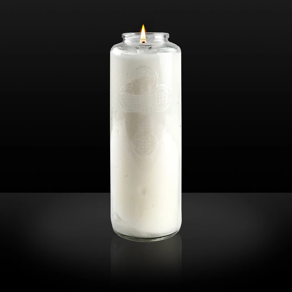 6-Day Glass Devotional Light Candles Sanctuary Candle for Lamps 8" x 3" (Clear - Case of 12)