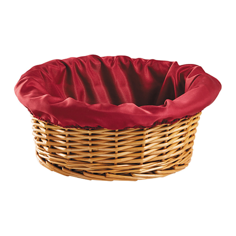 Round Woven Reed Receiving Basket without Handle (Burgundy)