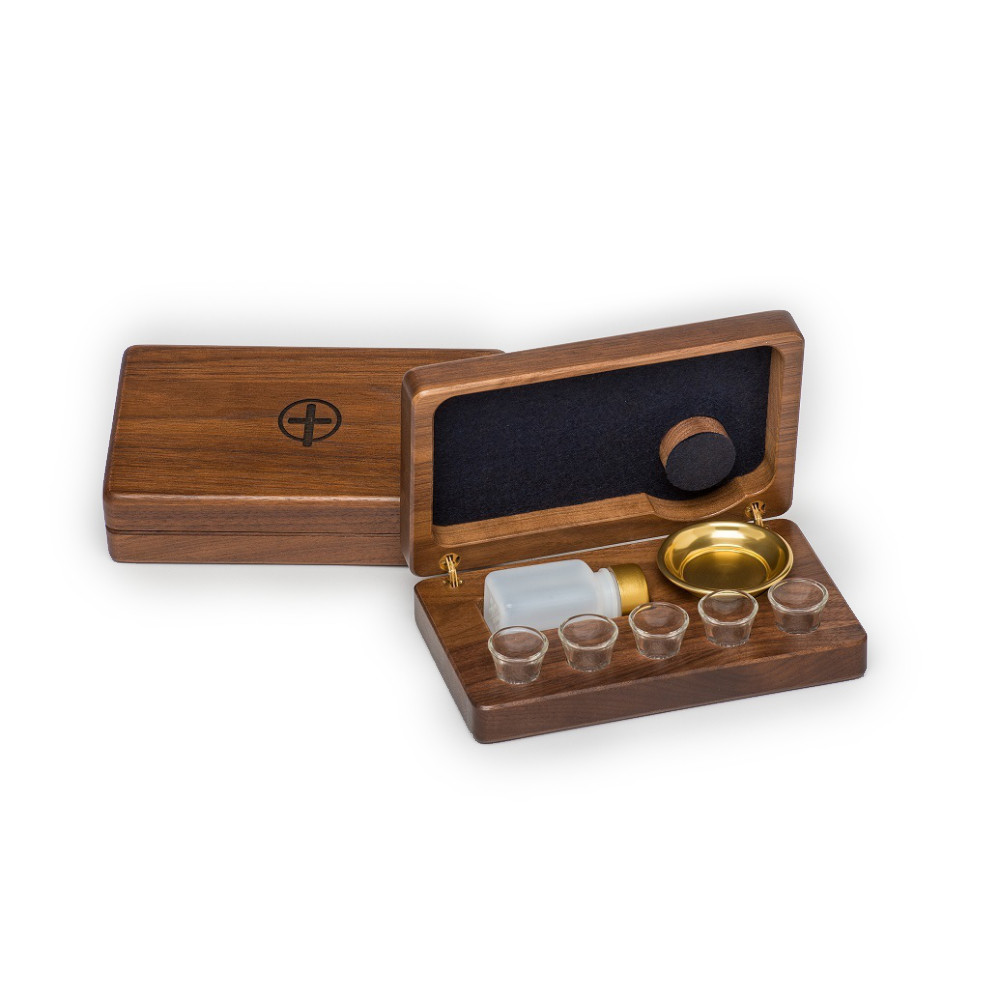 Solid Walnut 5-Cup Portable Communion Set