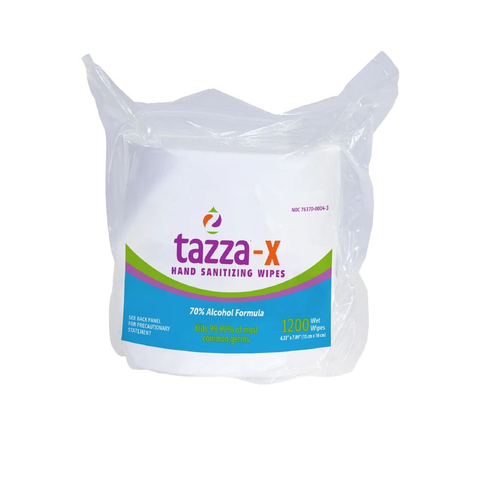 Tazza® 70% Alcohol-Based Hand Sanitizing Wipes (Pack of 1200) - Made in USA