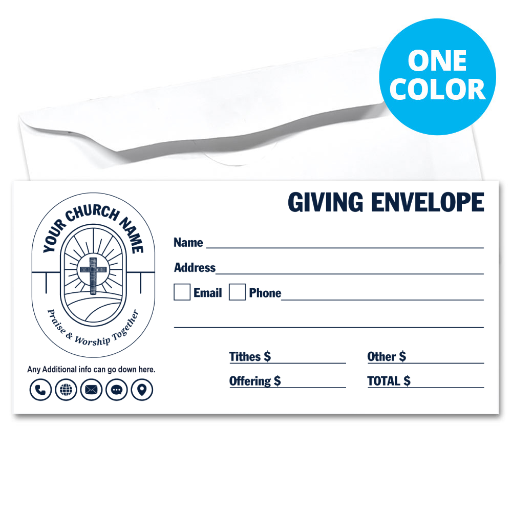 Custom Offering Envelope - One Color - Glass Cross - E1C008 - Box of 500