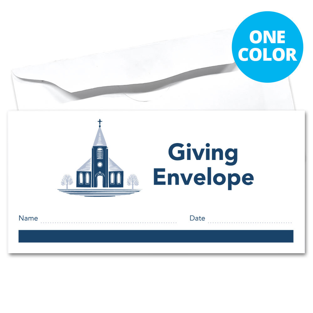 Custom Offering Envelope - One Color - Royal Blue Simple Design - Box of 500