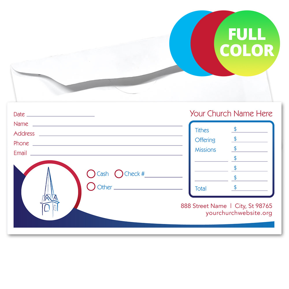 Custom Offering Envelope - Full Color - Modern Design - Box of 500