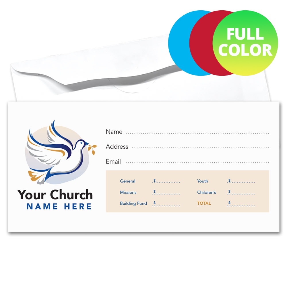 Custom Offering Envelope - Full Color - Dove - Box of 500
