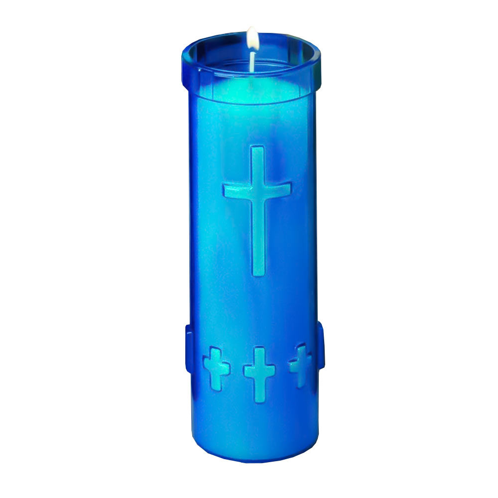 12P Unbreakable 5-Day Free Standing Devotional Candles 5.75" x 2.5" (Blue - Case of 24)