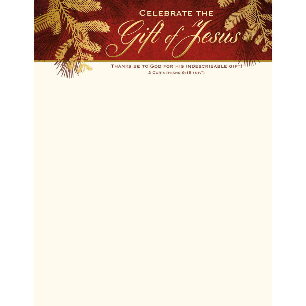 Letterhead Christmas Celebrate the Gift of Jesus Thanks be to God (Pack of 100)