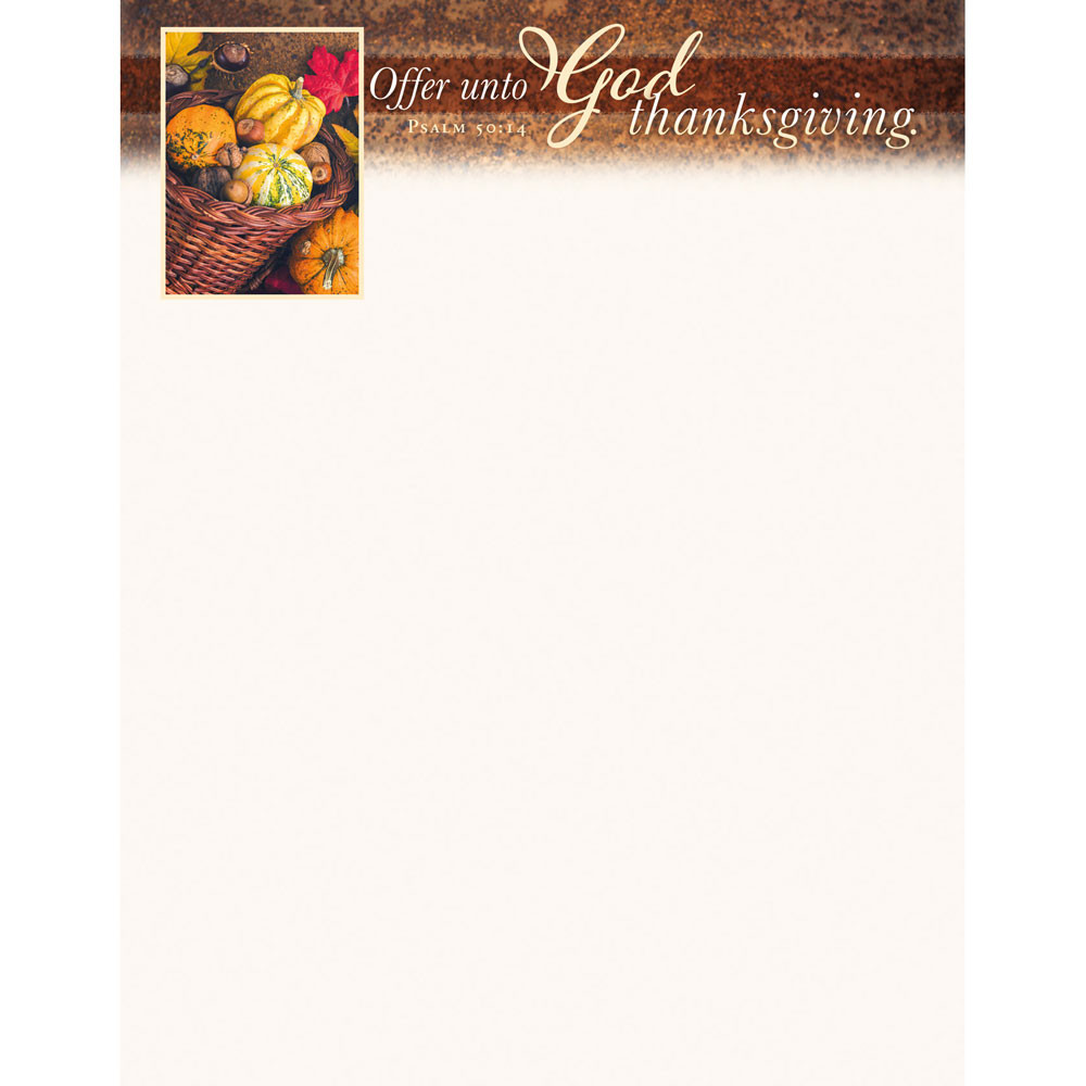 Letterhead Thanksgiving Offer unto God thanksgiving (Pack of 100)