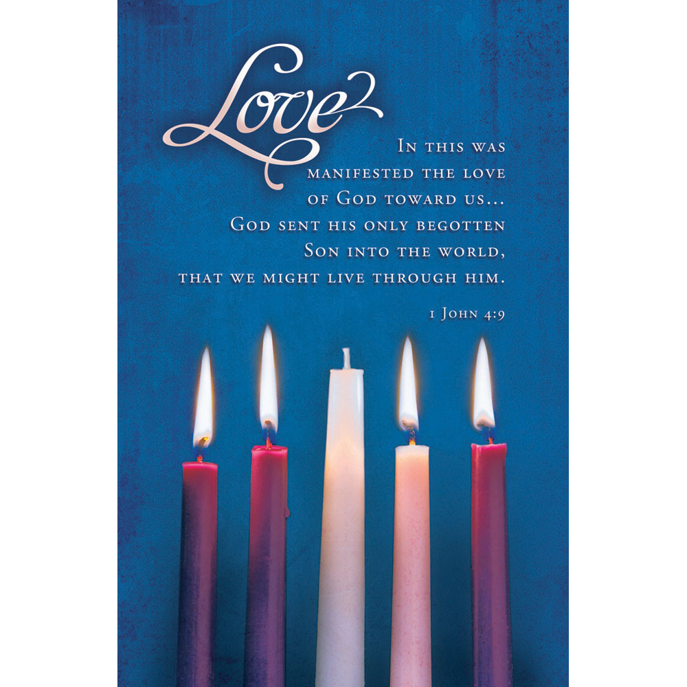 Church Bulletin - 11" - Advent - Love - Advent Candles - 1 John 4:9 - Pack of 100