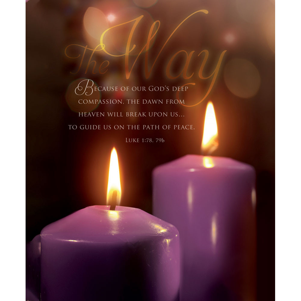 Church Bulletin - 14" - Advent - Candle - The Way - Scripture - Luke 1:78, 79b - Pack of 100