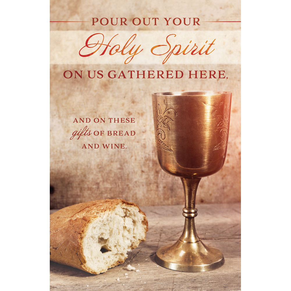 Church Bulletin - 11" - Communion - Pour Out Your Holy Spirit - Gold chalice and bread - Pack of 100