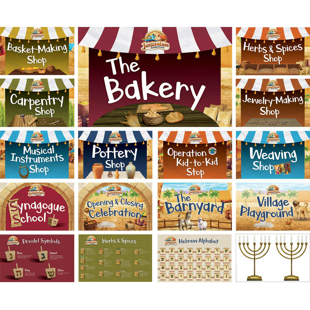 Village Poster Pack - Set of 17 - 34 in - x 22" - Jerusalem Marketplace VBS by Group