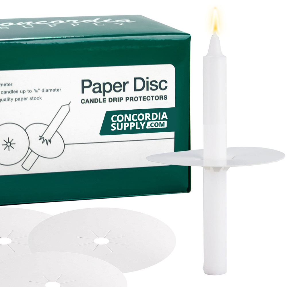 Candlelight Service Set of 250 Emkay Vigil Candles 5" x 1/2" and Paper Drip Protectors