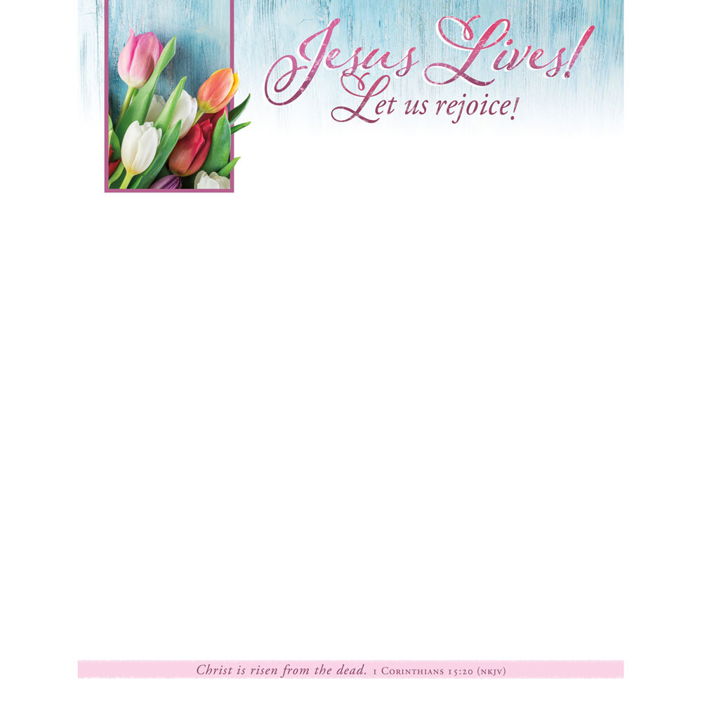 Letterhead - Easter - Jesus Lives! - Flowers (Pack of 100)