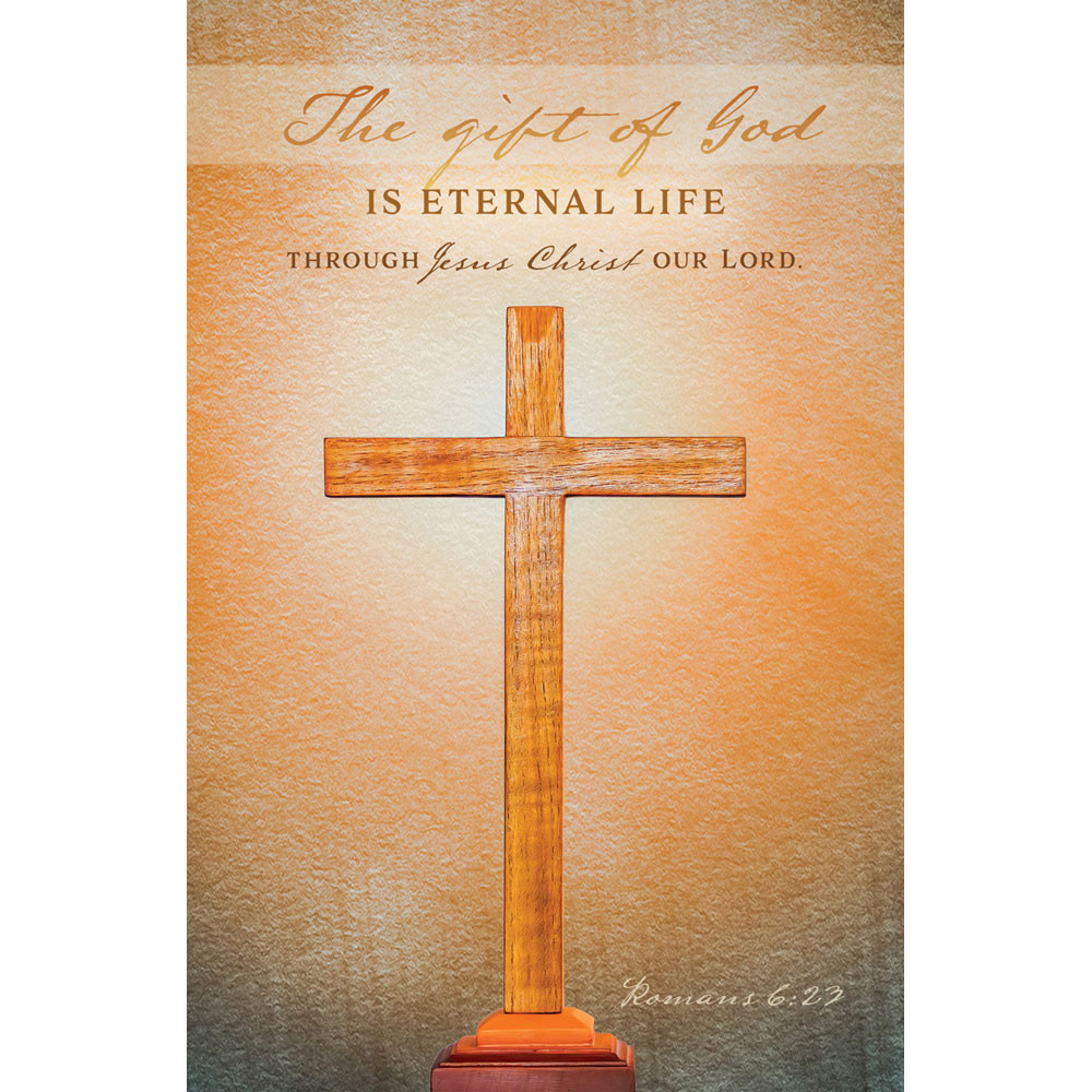 Church Bulletin - 11" - Funeral - Cross - Rom 6:23 - Pack of 100