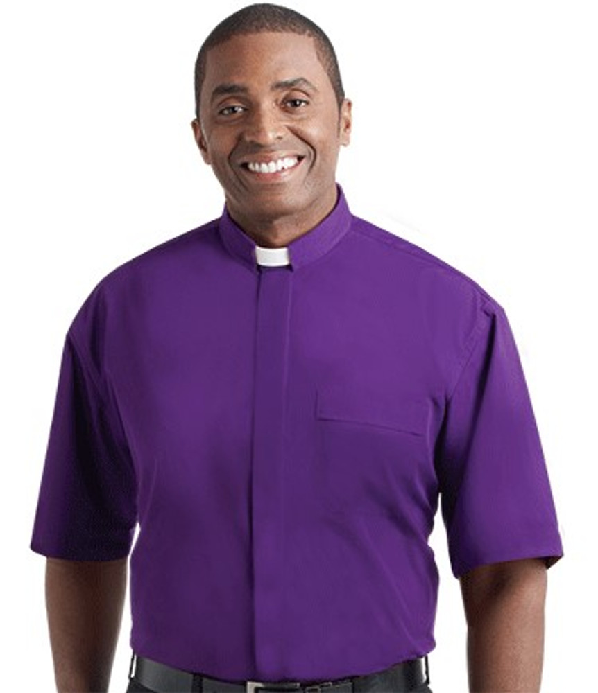 Murphy Men's Clergy Shirt Short Sleeve (Tab Collar) - Purple Broadcloth