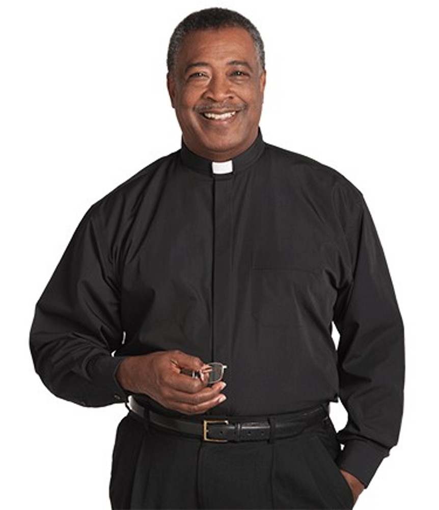 Murphy Men's Clergy Shirt Long Sleeve (Tab Collar) - Black Broadcloth