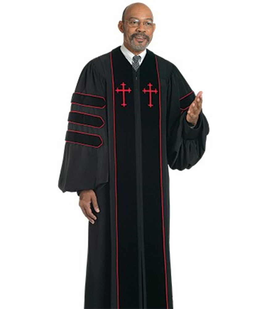 Men's Pulpit Robe Dr. of Divinity H123 - Black Peachskin
