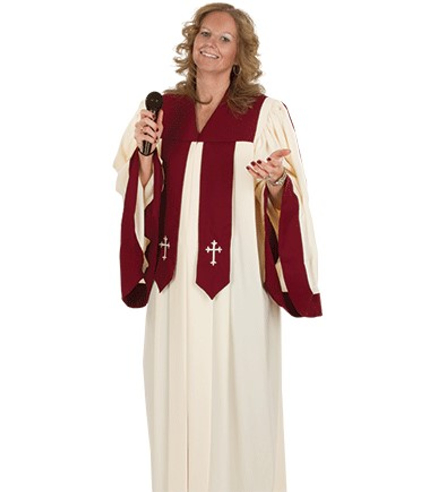 Choir Robe Crescendo - Cream & Maroon Wonder Crepe