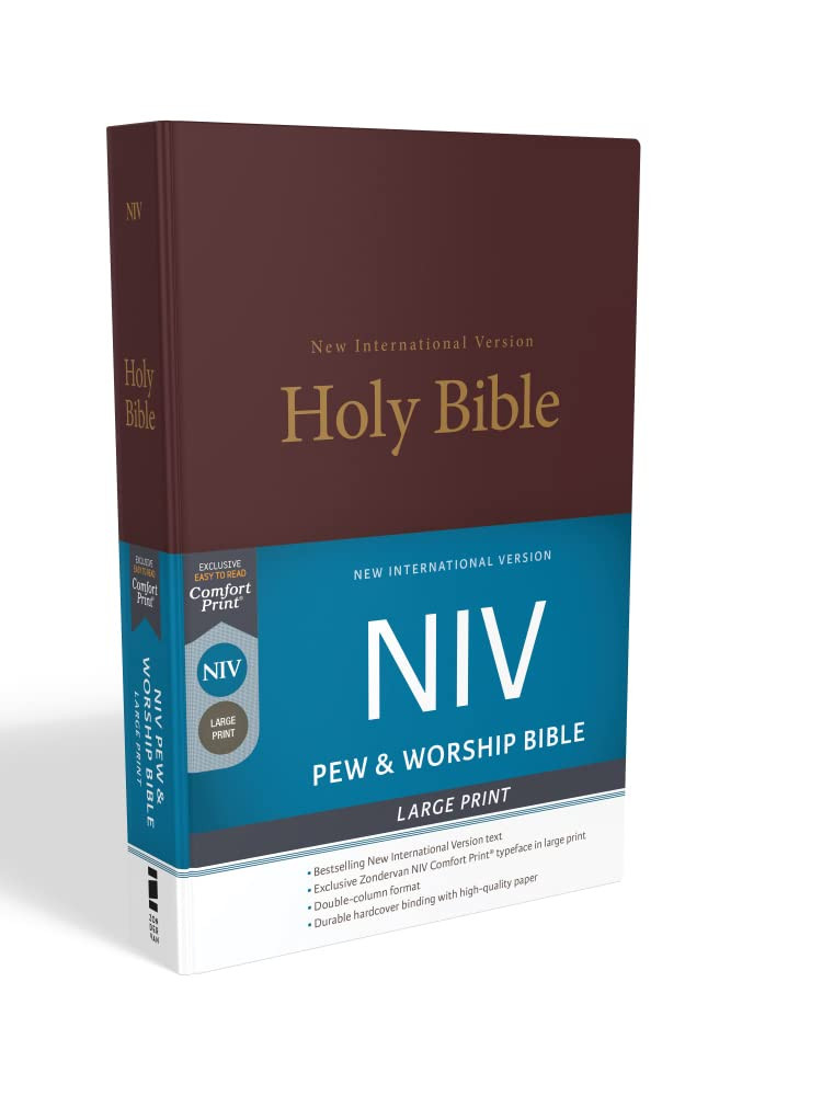 NIV Pew Bible LARGE PRINT (Hardcover, Burgundy - Case of 12)