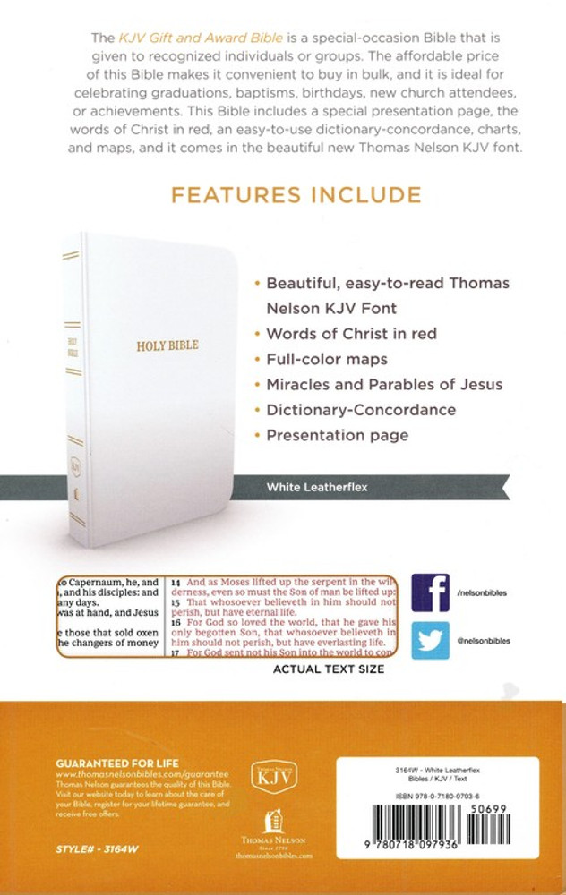 KJV Gift and Award Bible - Leather-Look - White - Red Letter Edition - Comfort Print (Case of 24)