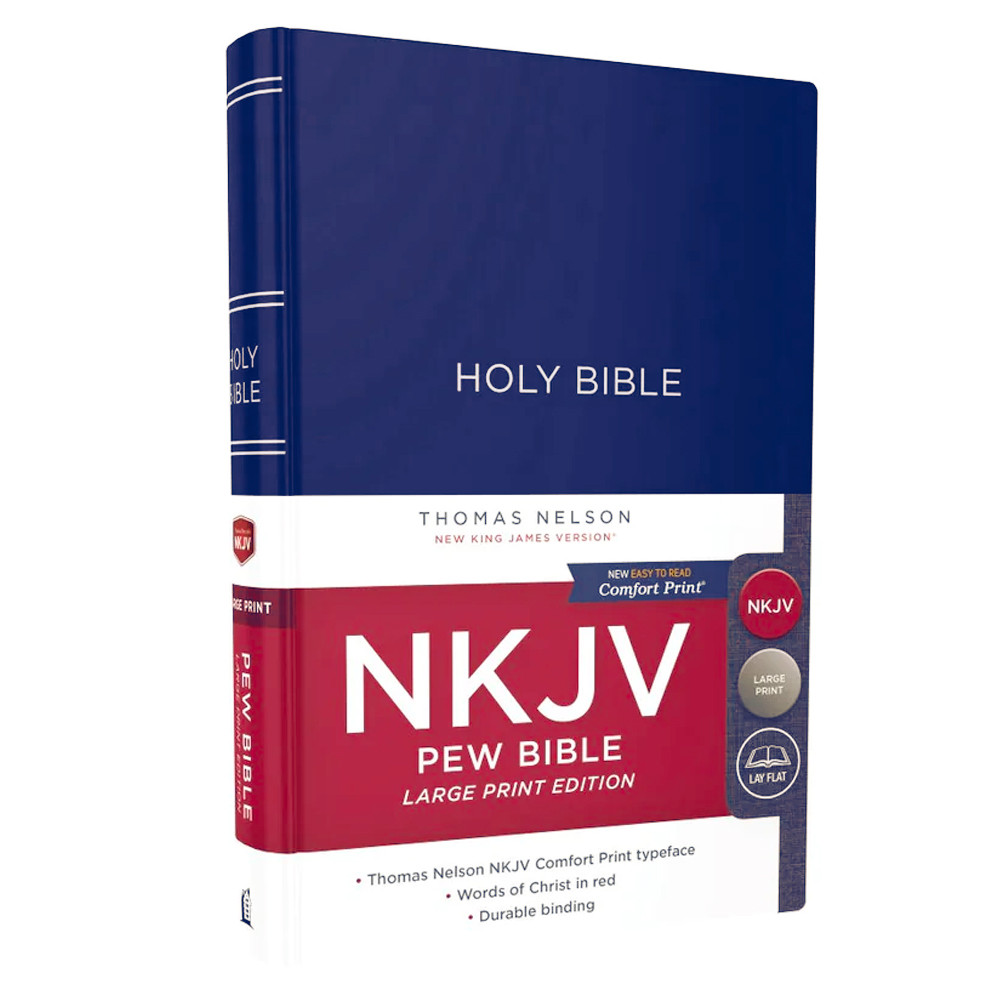 NKJV Pew Bible - Large Print - Hardcover - Blue - Red Letter Edition - Comfort Print (Case of 12)
