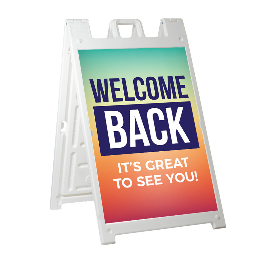 Welcome Back Vibrant Style - Deluxe A-Frame Sandwich Board Street