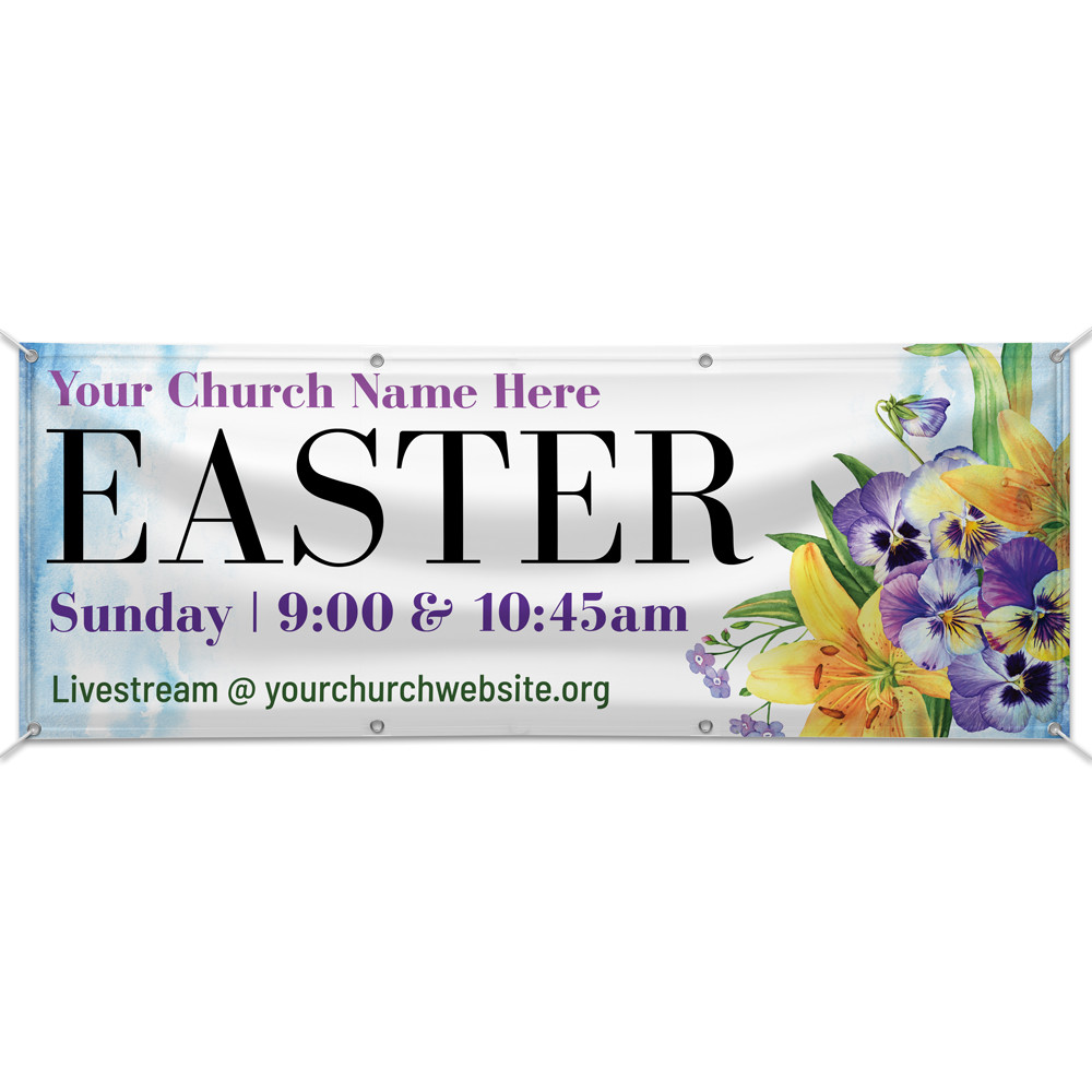 Customizable Outdoor Vinyl Banner - Easter - Risen Indeed Floral