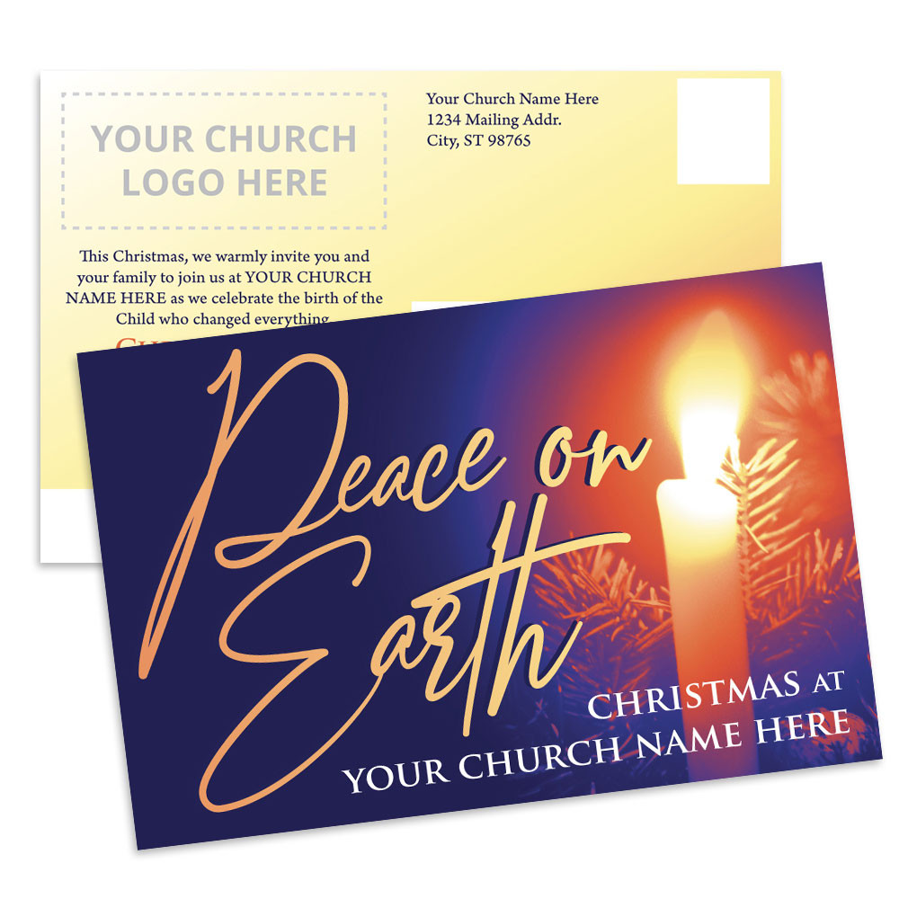 Customizable Christmas Postcards - Candlelight Glory